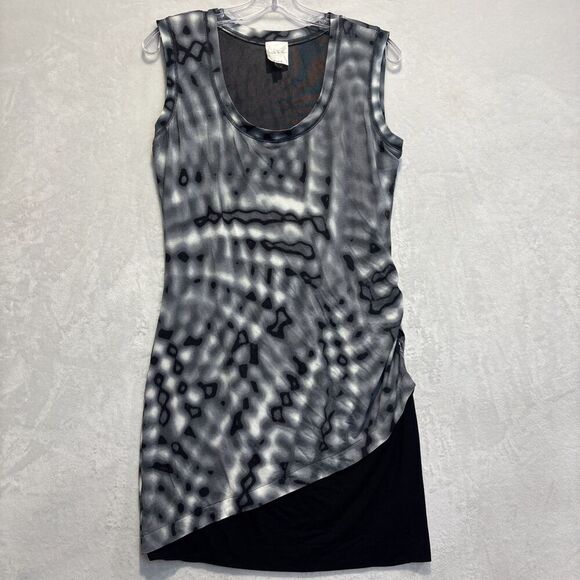 Nicole Miller Studio Women's Abstract Sleeveless Stretch Ruched Dress Large - Picture 1 of 13
